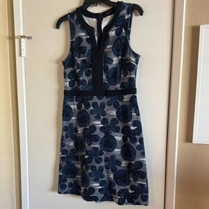 Ann Taylor Navy and White Floral A-Line Dress - like new condition!